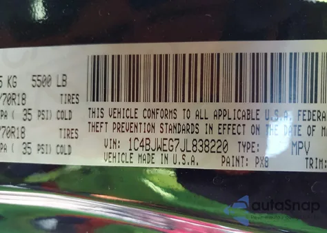 2018 Jeep Wrangler Jk Unlimited Sahara 4X4 from USA, damaged, VIN 1C4BJWEG7JL838220